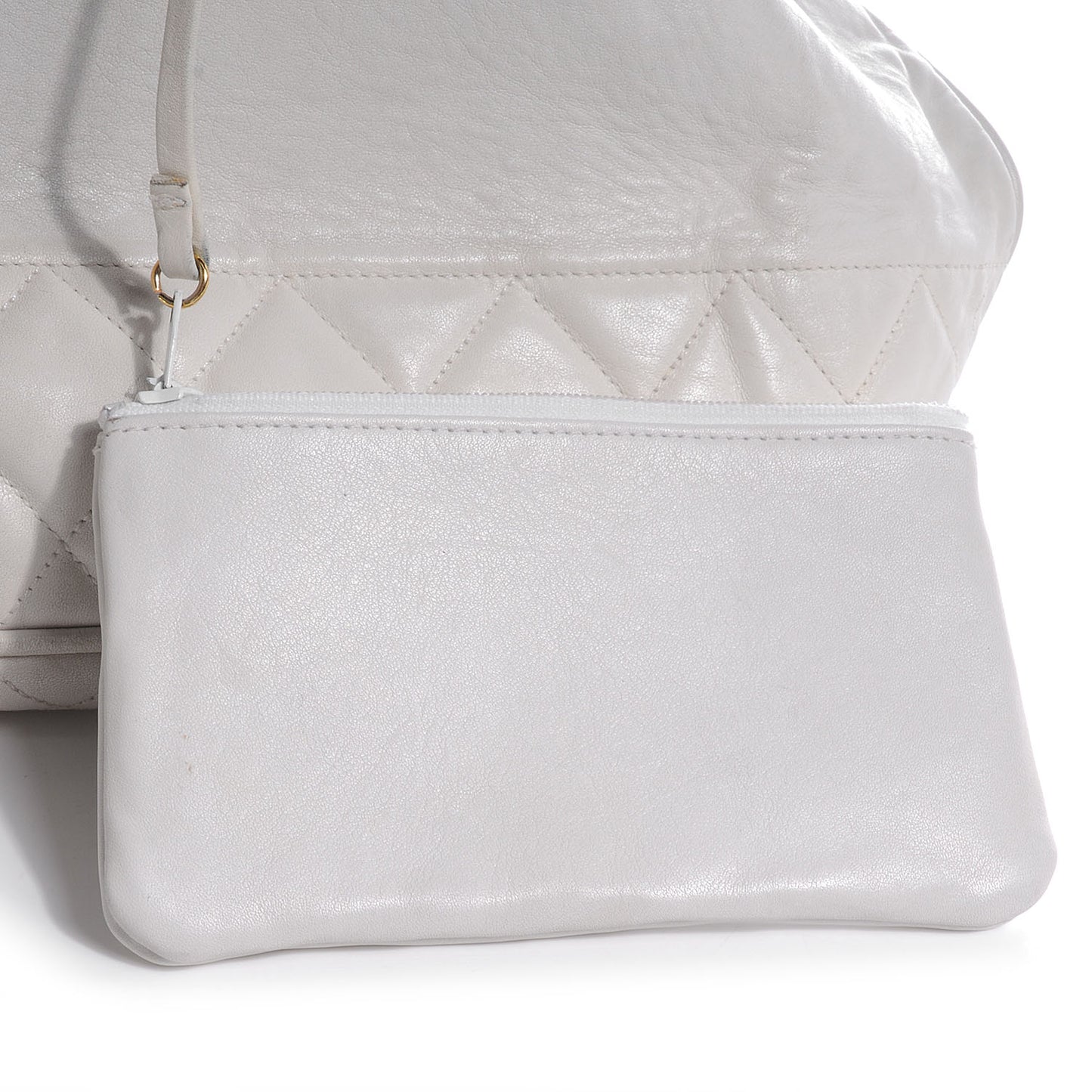 Lambskin Drawstring Shoulder Bag White
