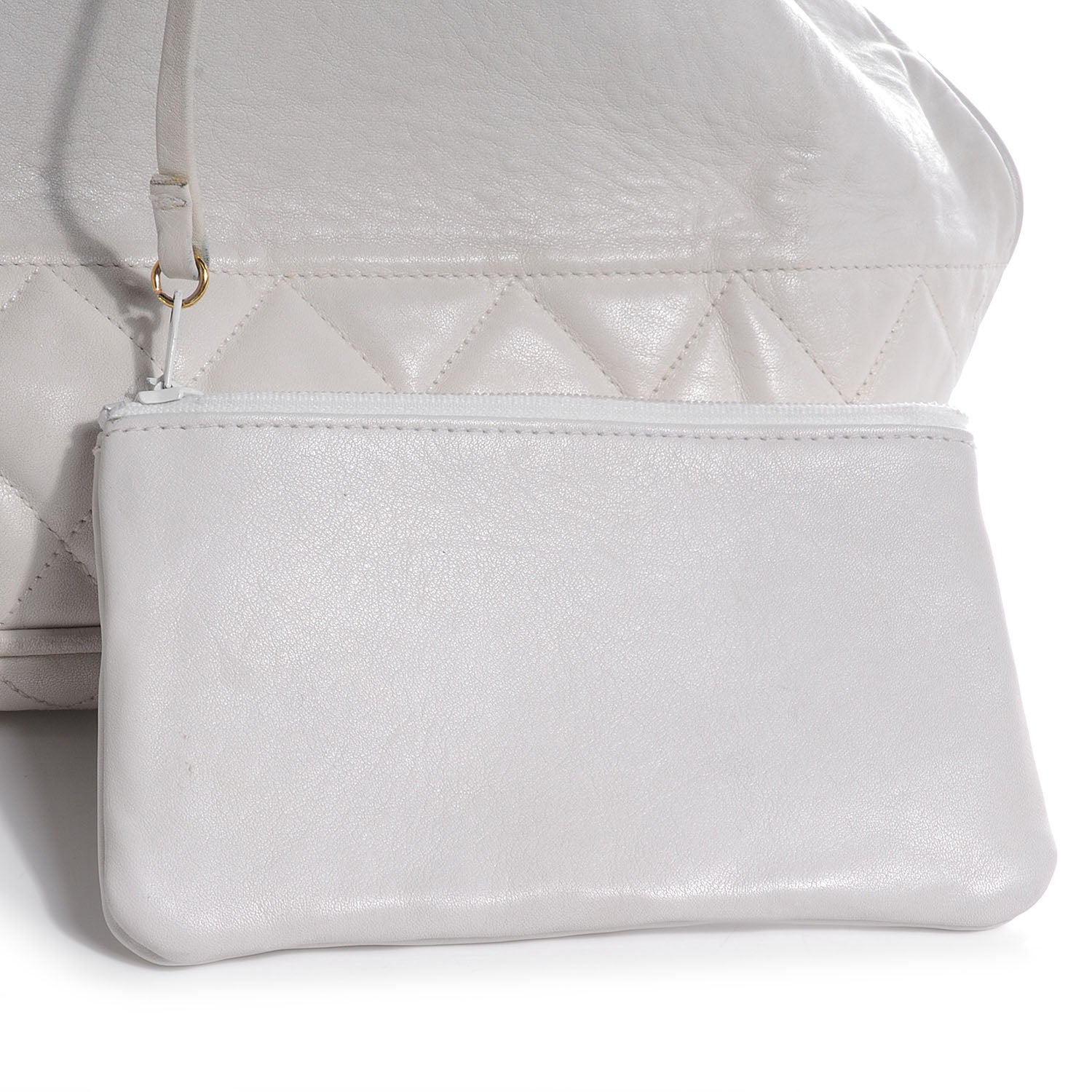 Chanel Lambskin Drawstring Shoulder Bag White 9 of 9