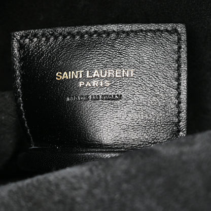 Saint Laurent Smooth Calfskin Paris VII Large Flat Hobo Black 7 of 11