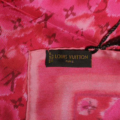 Louis Vuitton Silk Monogram Ikat Summer Square Scarf Rose Indien 5 of 5