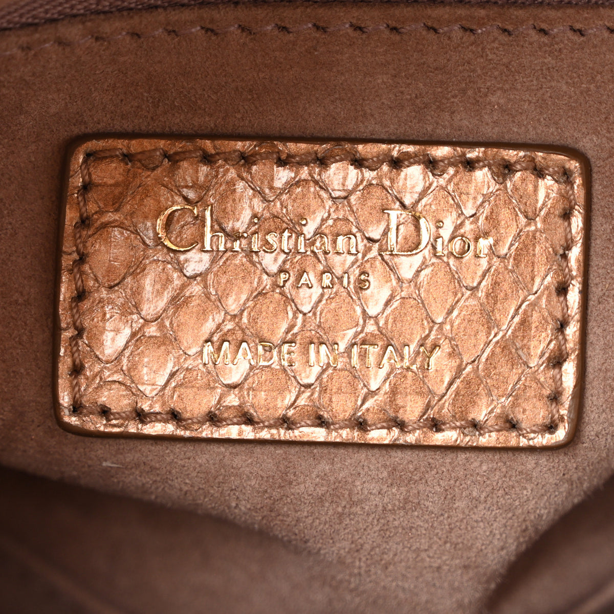 Metallic Snakeskin Mini Lady Dior Light Gold Multicolor