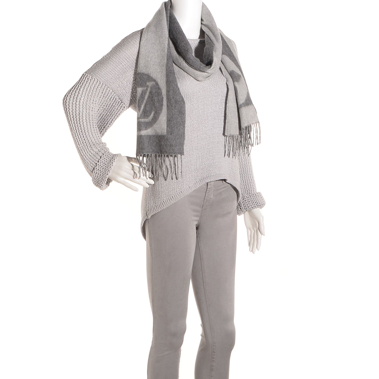 Louis Vuitton Wool Angora Cardiff Scarf Grey 2 of 4