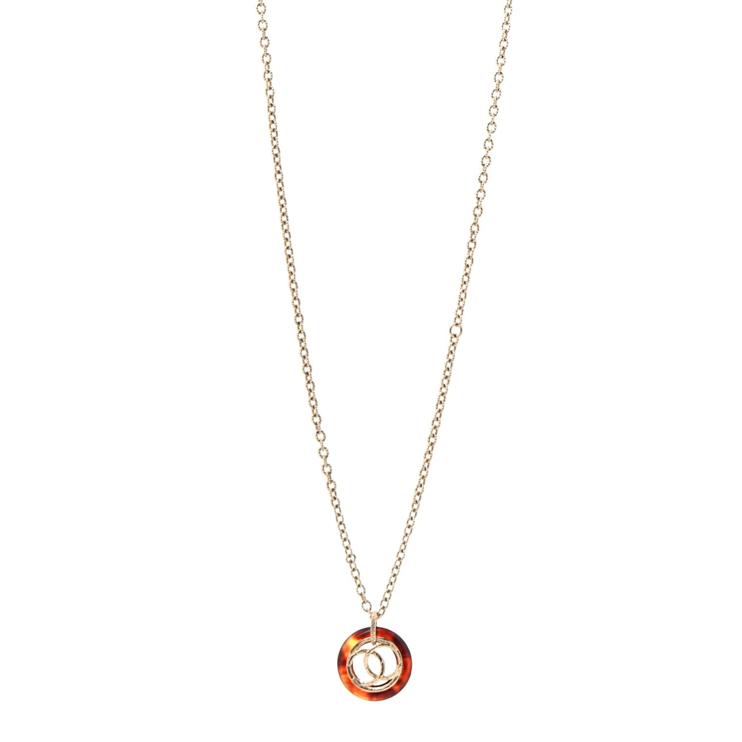 Resin CC Chain Pendant Necklace Gold Brown