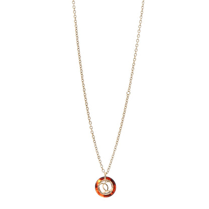 Chanel Resin CC Chain Pendant Necklace Gold Brown 1 of 6