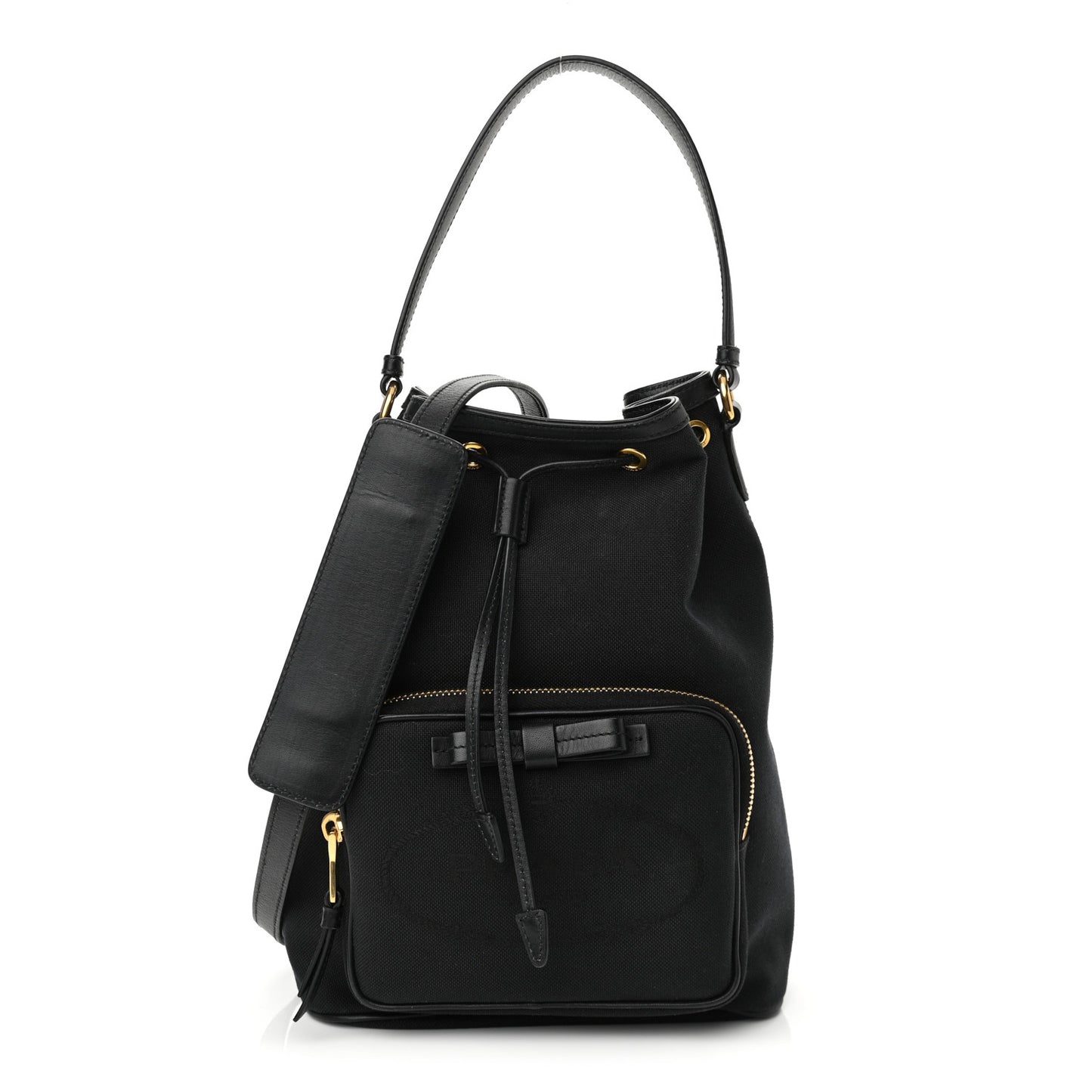 Canvas Drawstring Bucket Black