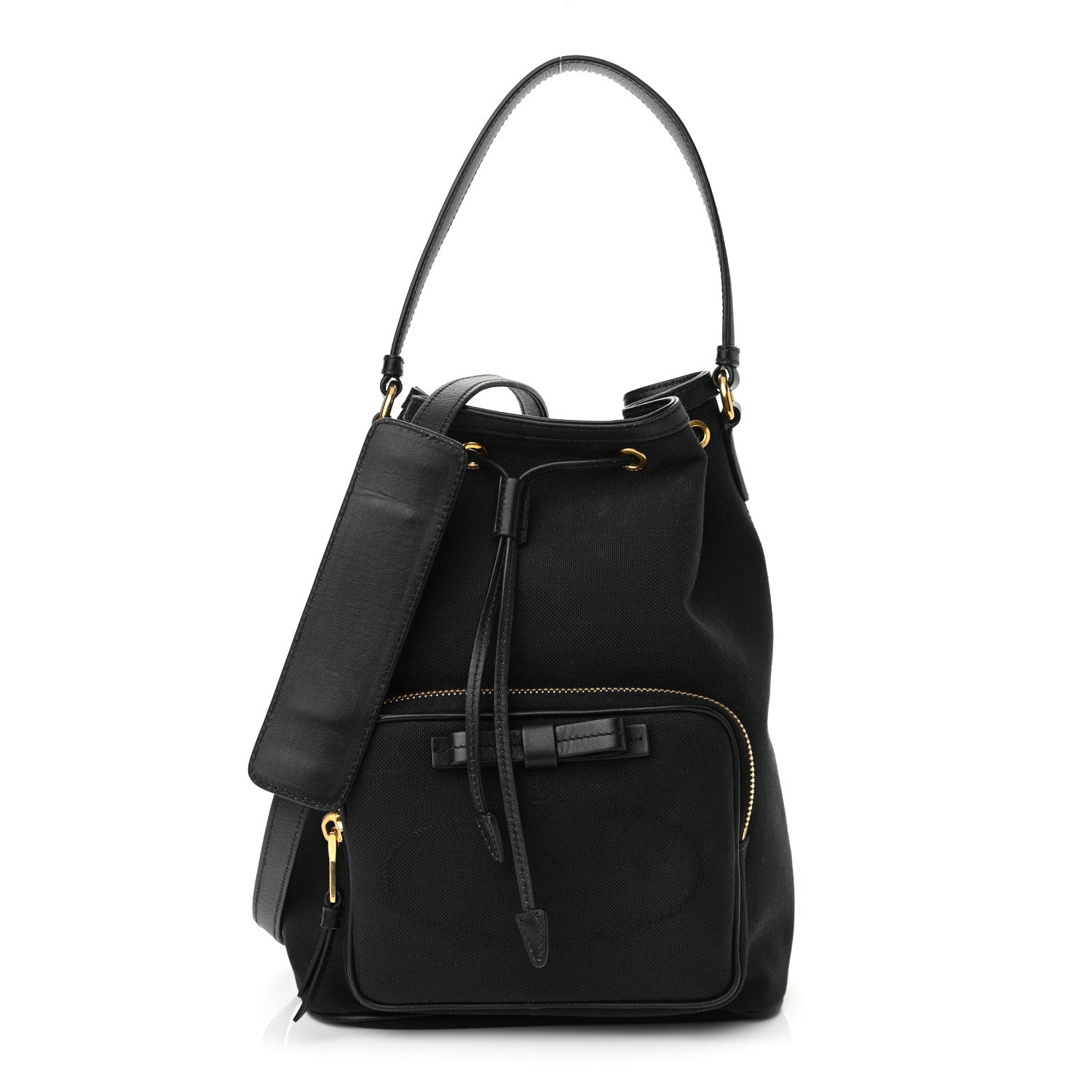 Prada Canvas Drawstring Bucket Black 1 of 9