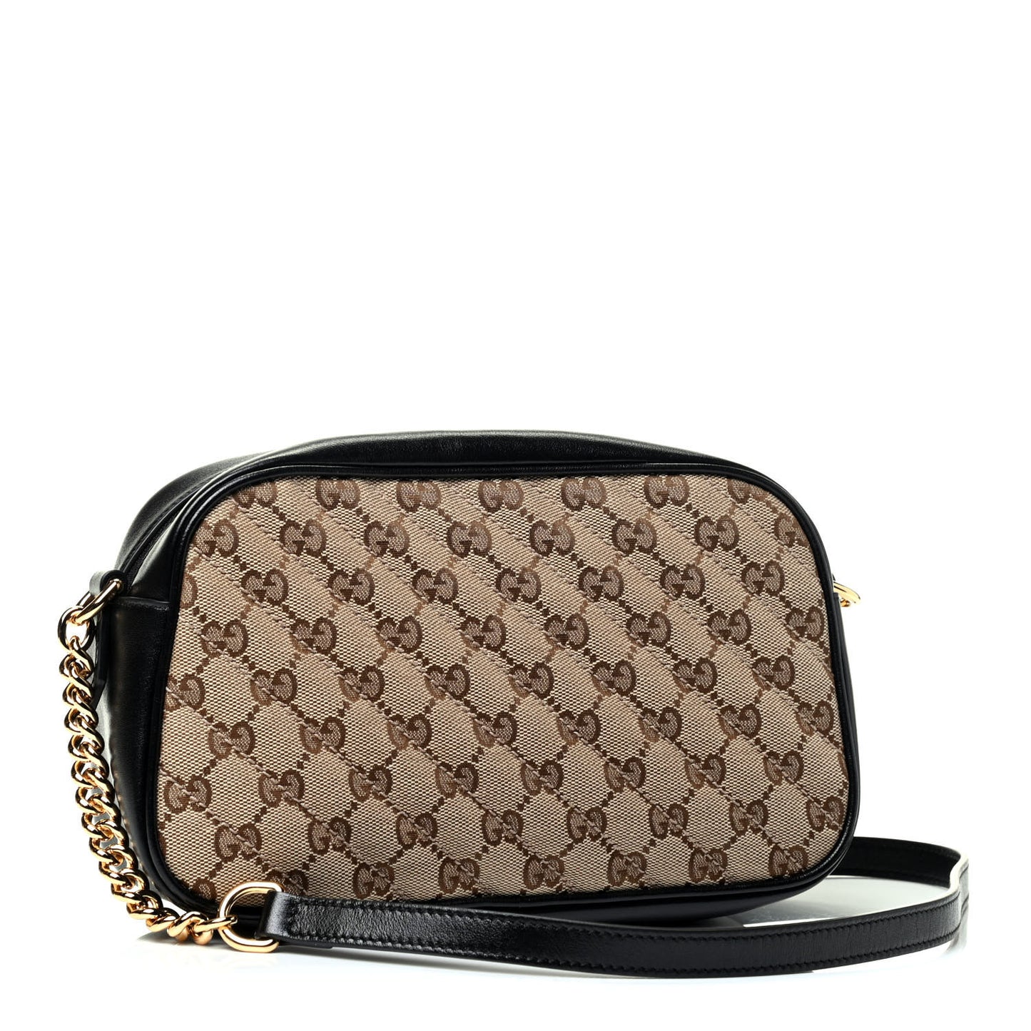 Monogram Matelasse Diagonal Small GG Marmont Chain Shoulder Bag Beige Black