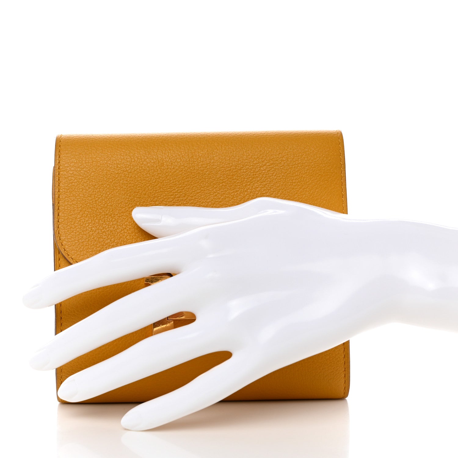 Hermes Evercolor Constance Compact Passant Wallet Jaune Ambre 2 of 8