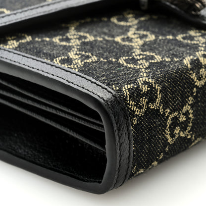 Gucci Jacquard Black Denim GG Monogram Mini Dionysus Chain Wallet Black Ivory 7 of 8