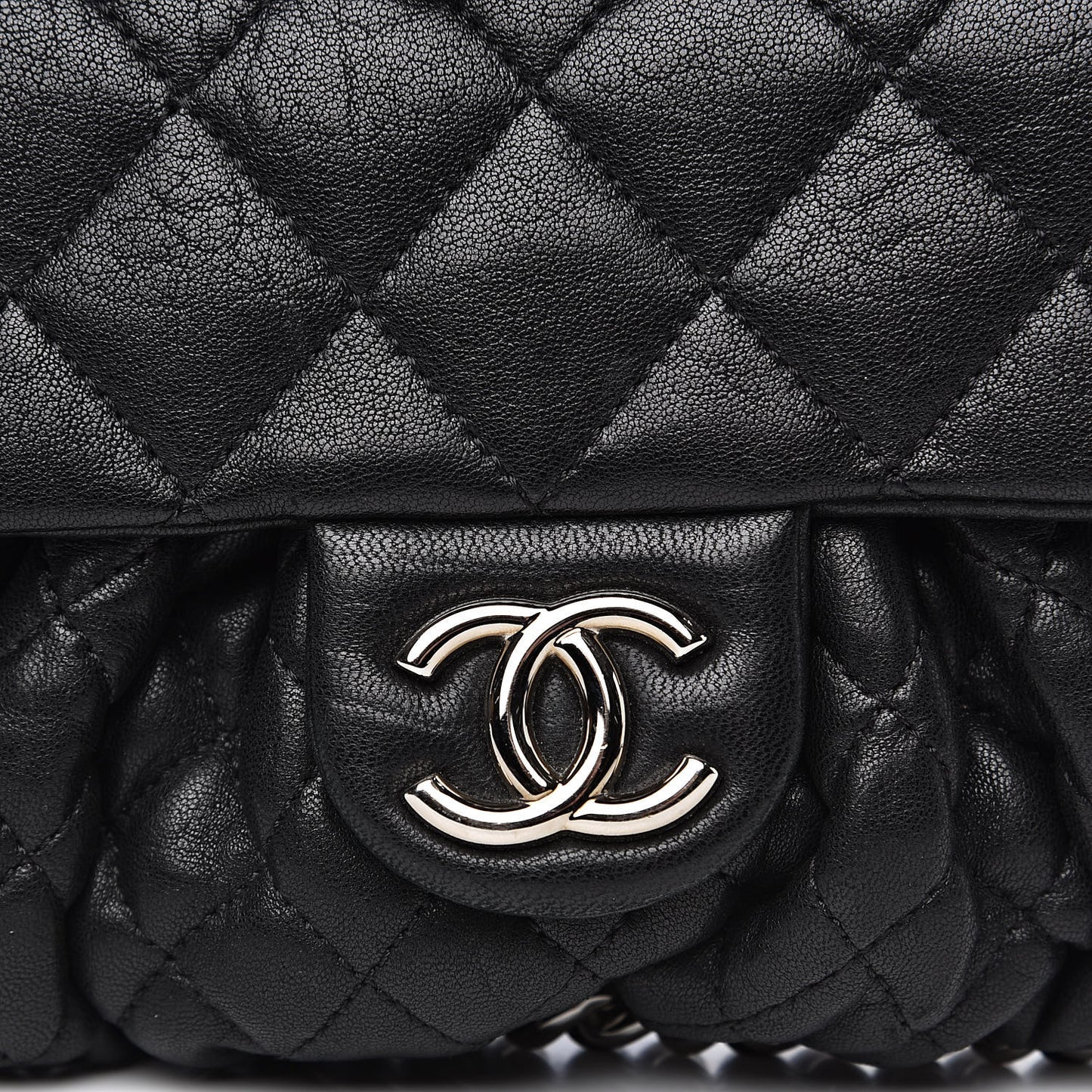 Washed Lambskin Quilted Mini Chain Around Flap Black