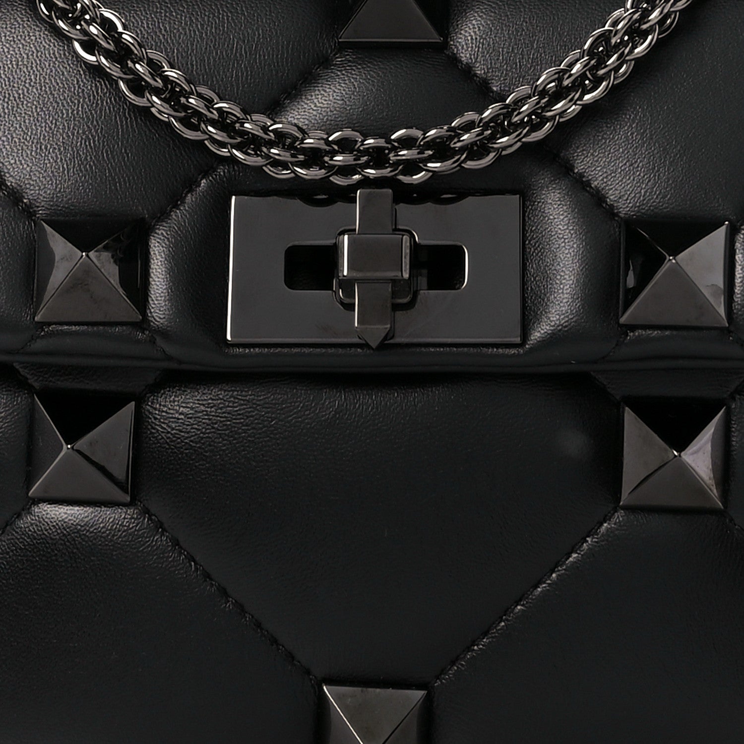 Valentino Garavani Nappa Monochrome Medium Roman Stud Shoulder Bag Black 8 of 10