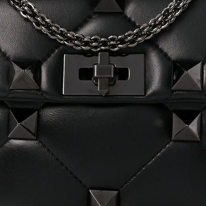 Valentino Garavani Nappa Monochrome Medium Roman Stud Shoulder Bag Black 8 of 10