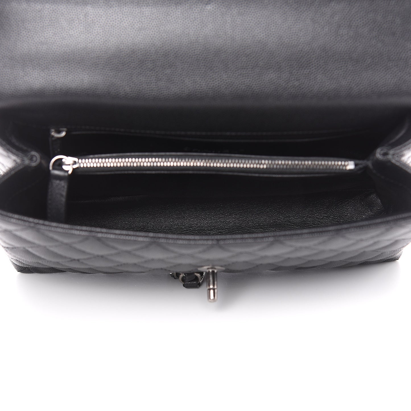 Caviar Lizard Quilted Small Coco Handle Flap Black