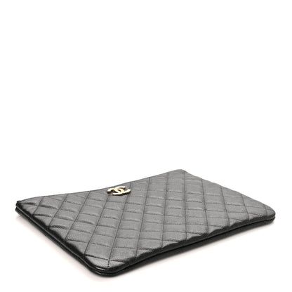 Chanel Caviar Quilted Studded CC Medium Cosmetic Case Black 4 of 9