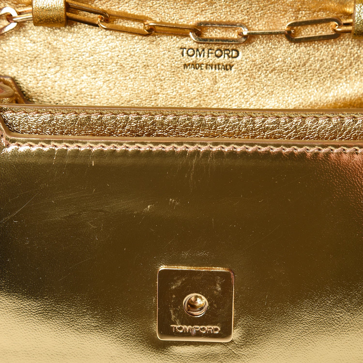 Tom Ford Metallic Calfskin Icon Disco Bag Gold 7 of 14