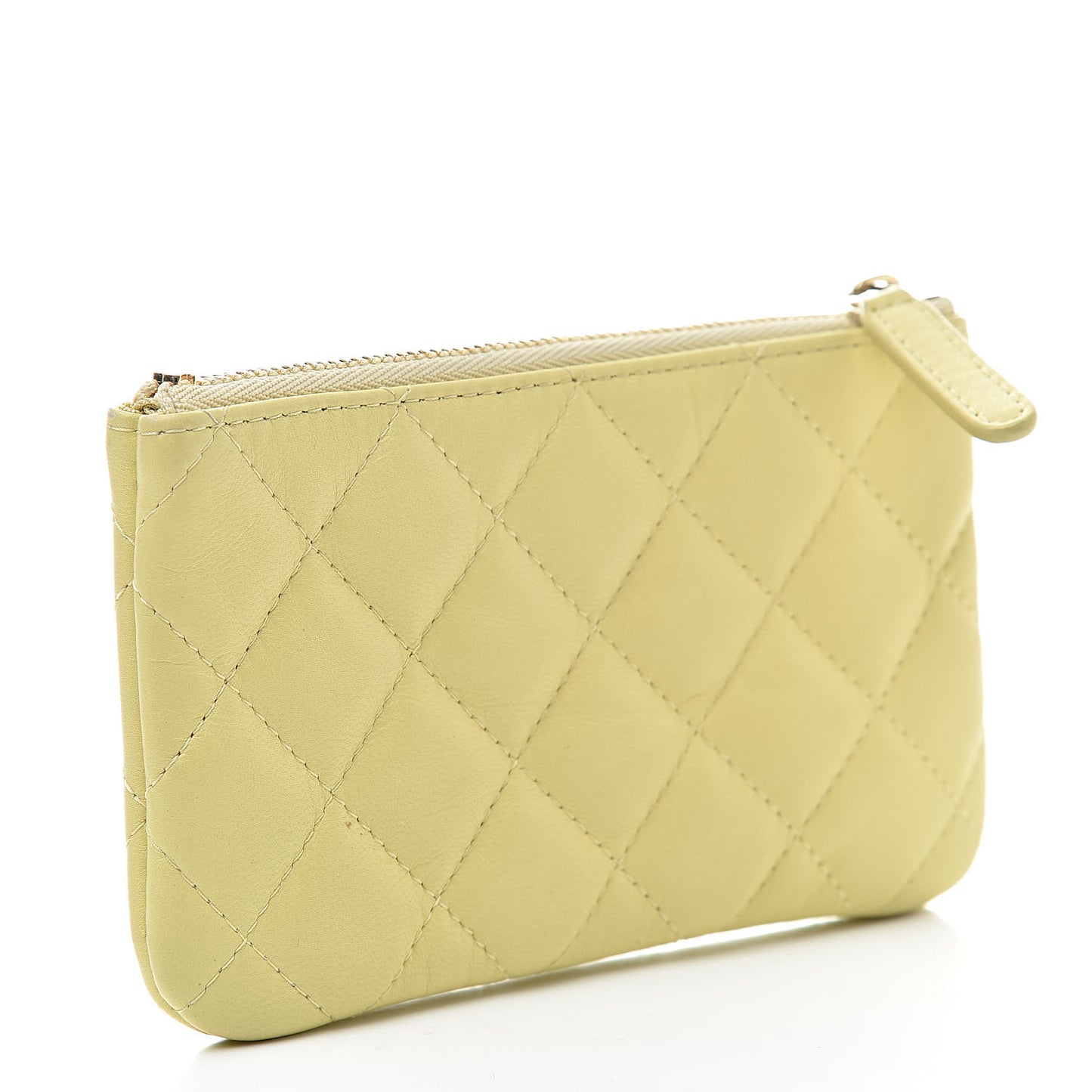Lambskin Quilted Small Cosmetic Case Yellow