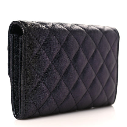Chanel Iridescent Caviar Quilted Large Gusset Flap Wallet Black 3 of 9