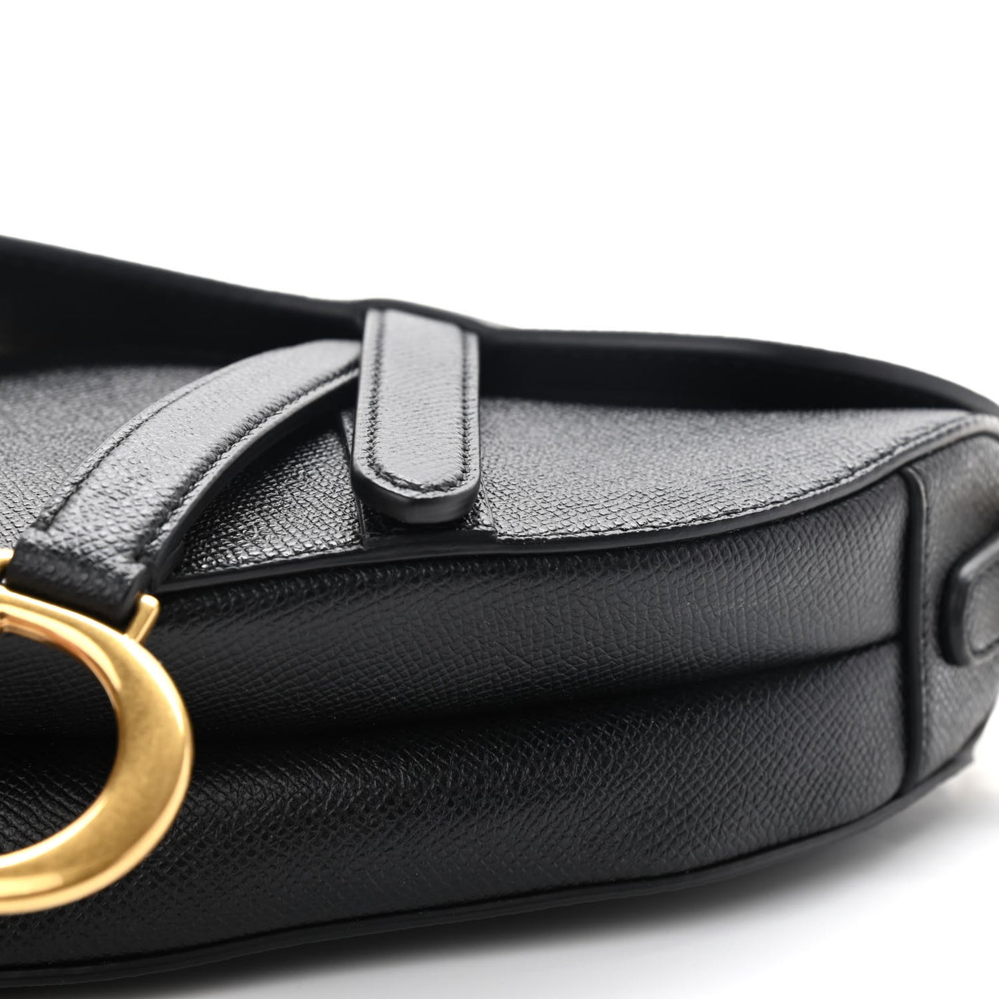Grained Calfskin Mini Saddle Bag Black