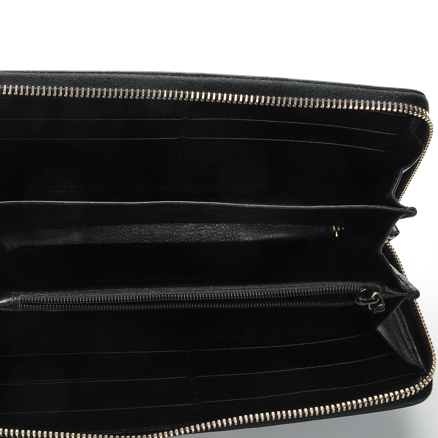 Gucci Guccissima Margaux Calfskin Metal Bar Zip Around Wallet Black 5 of 6