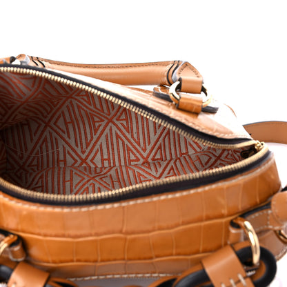 Chloe Calfskin Crocodile Embossed Small Daria Autumnal Brown 7 of 12