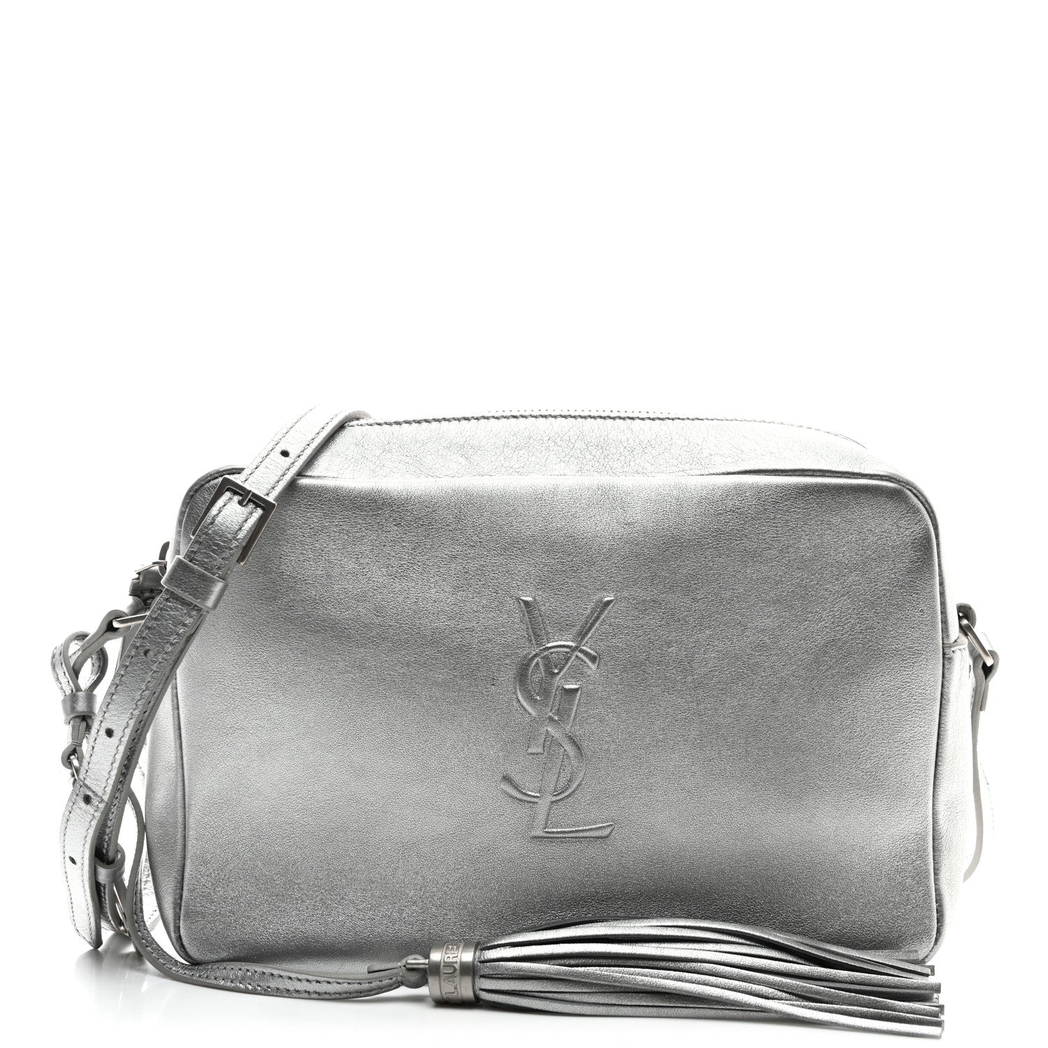 Saint Laurent Metallic Calfskin Monogram Small Lou Camera Bag Silver 1 of 10