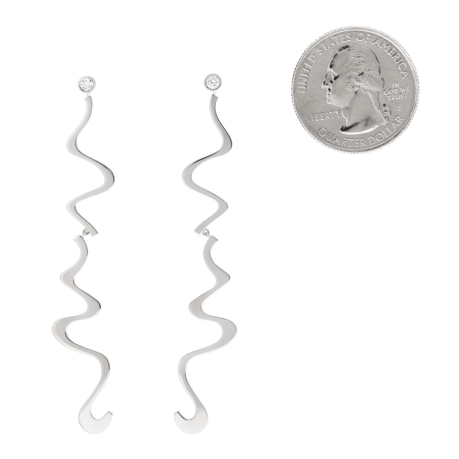 Tiffany 18K White Gold Diamond Frank Gehry Equus Earrings 2 of 4
