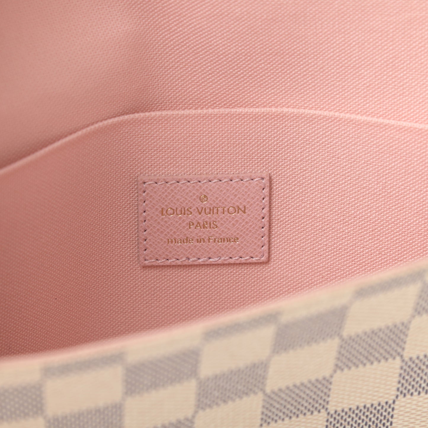 Damier Azur Pochette Felicie Chain Wallet Rose Ballerine