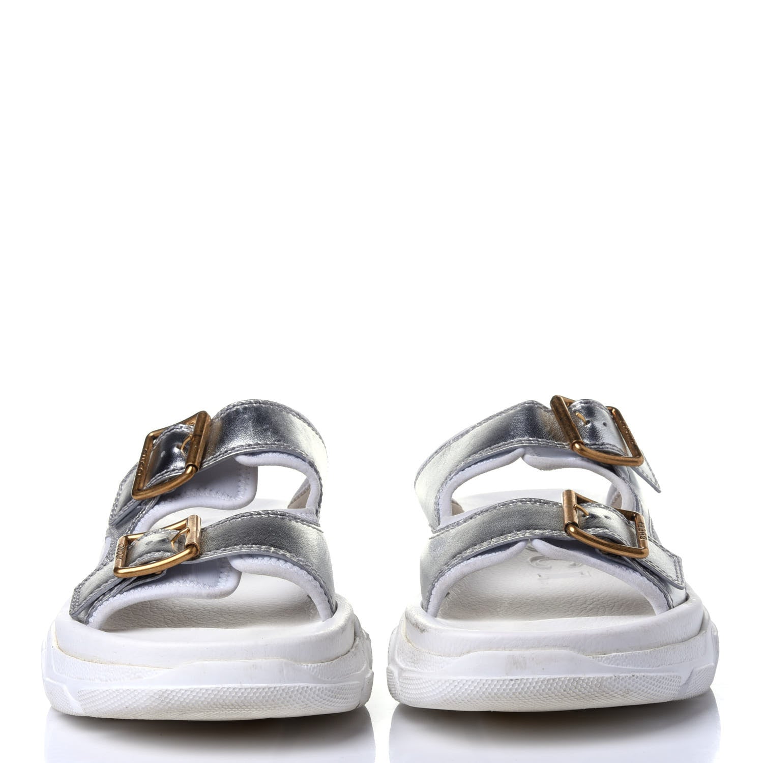 Gucci Metallic Nappa Aguru Slide Sandals 39.5 Argent Great White 2 of 10