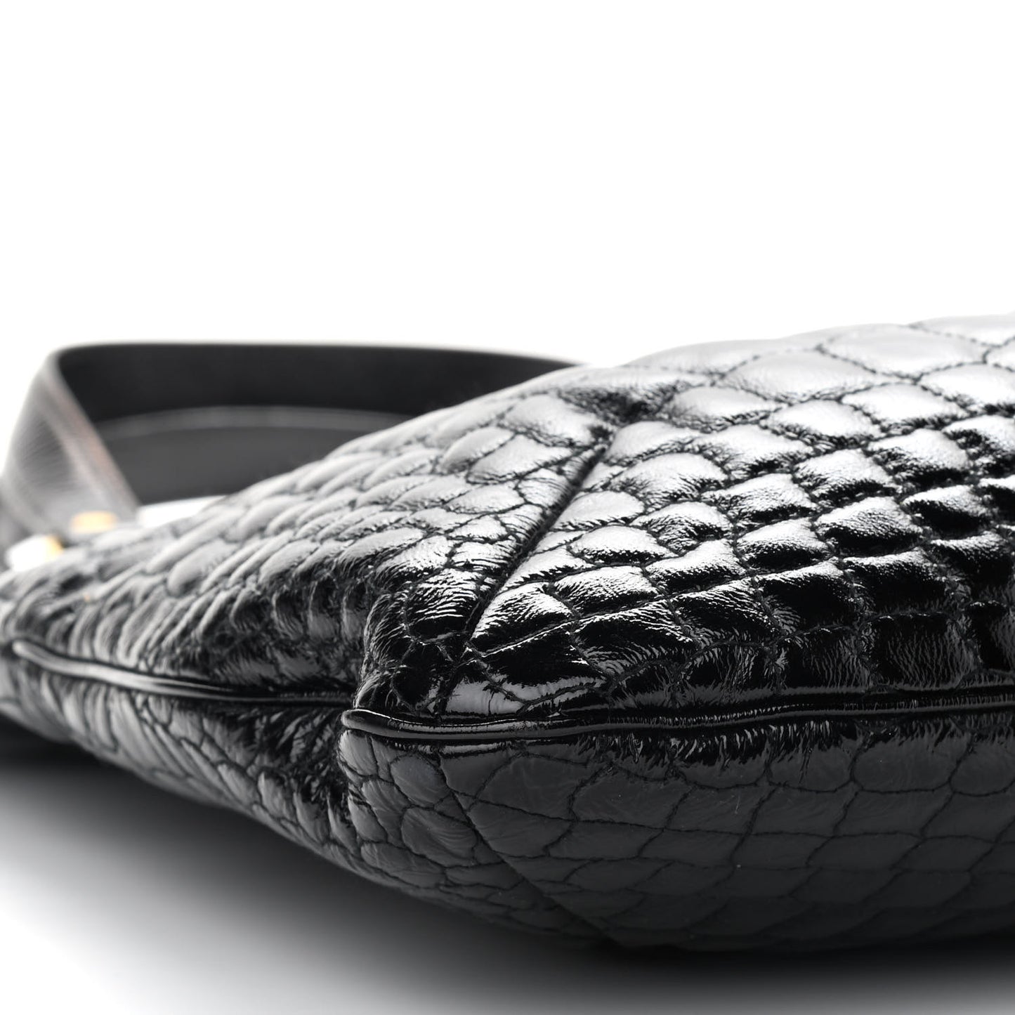 Patent Crocodile Embossed Tribute Tote Black
