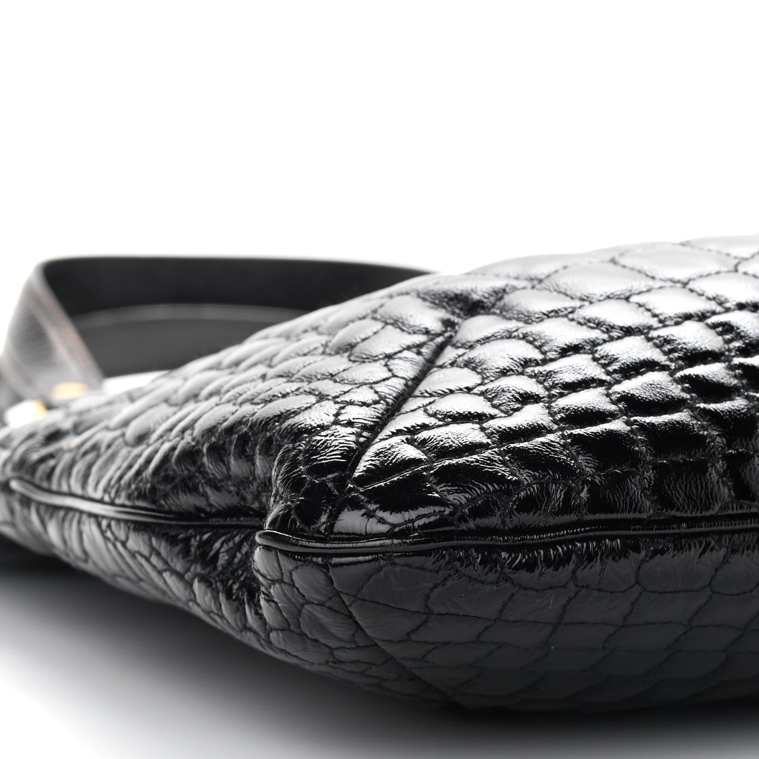 Saint Laurent Patent Crocodile Embossed Tribute Tote Black 8 of 13