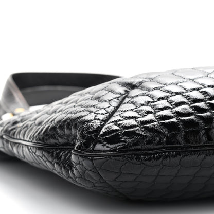 Saint Laurent Patent Crocodile Embossed Tribute Tote Black 8 of 13
