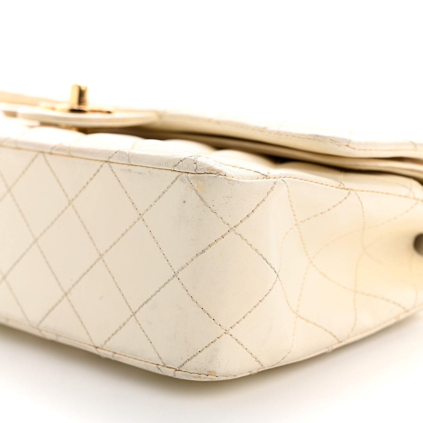 Lambskin Quilted Medium Double Flap White White