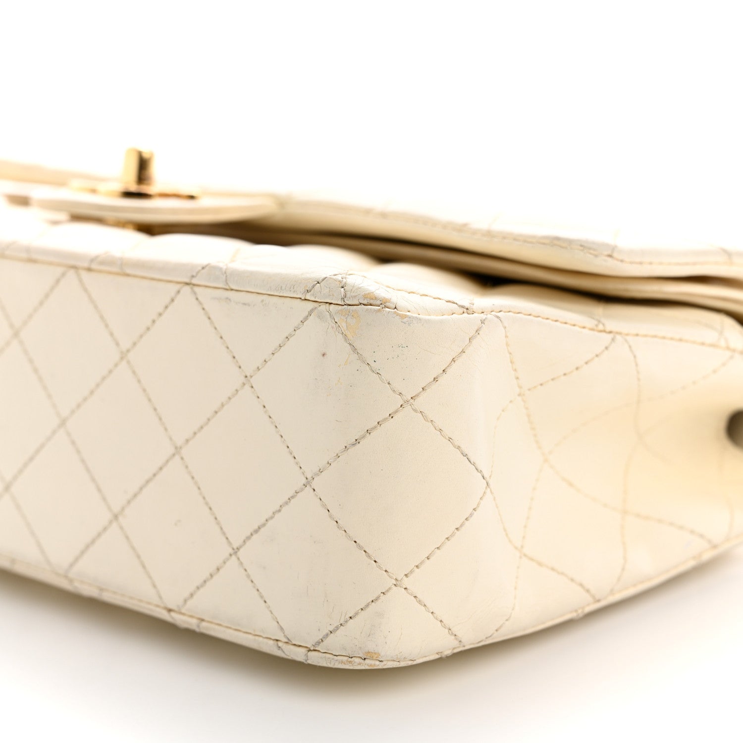 Chanel Lambskin Quilted Medium Double Flap White White 10 of 12