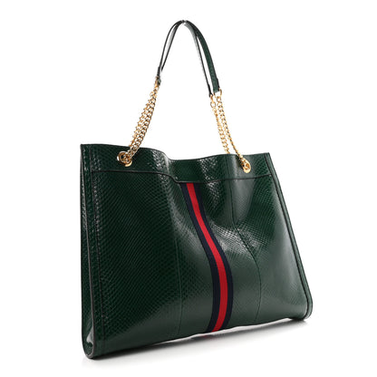 Gucci Snakeskin Large Rajah Chain Tote Green 4 of 11