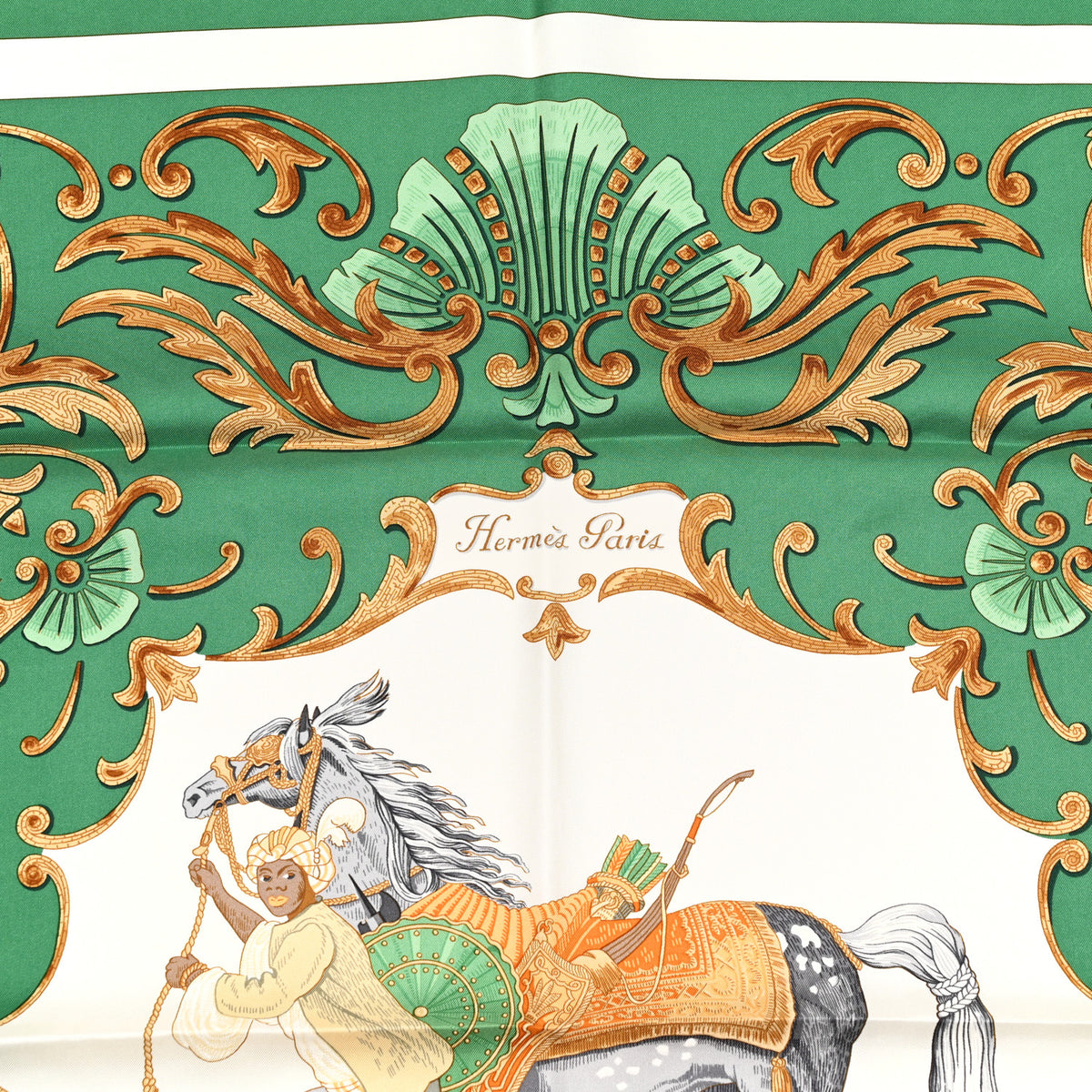 Hermes Silk Cheval Turc Scarf 90 Vert Emeraude 2 of 6