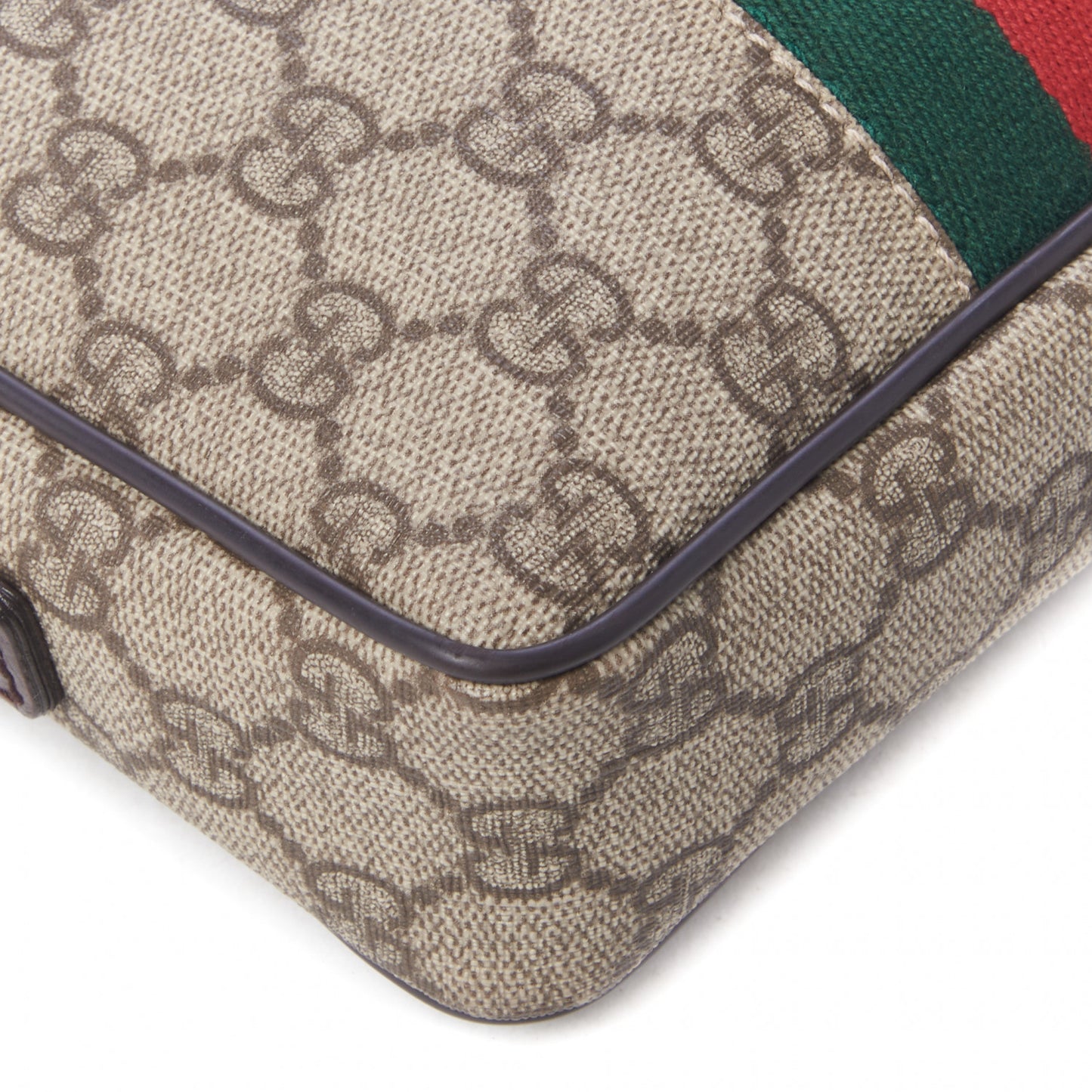GG Supreme Monogram Canvas Web Shoulder Bag Brown