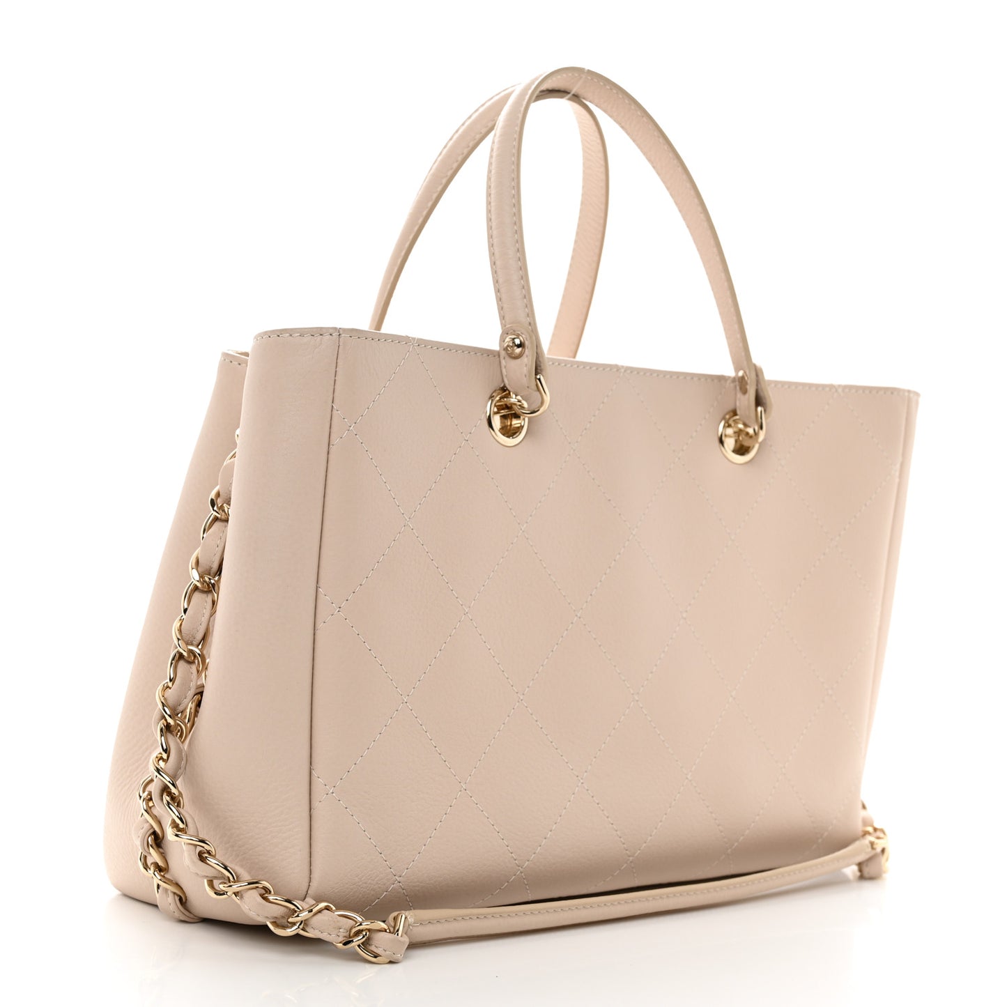 Bullskin Stitched Small Shopping Bag Beige