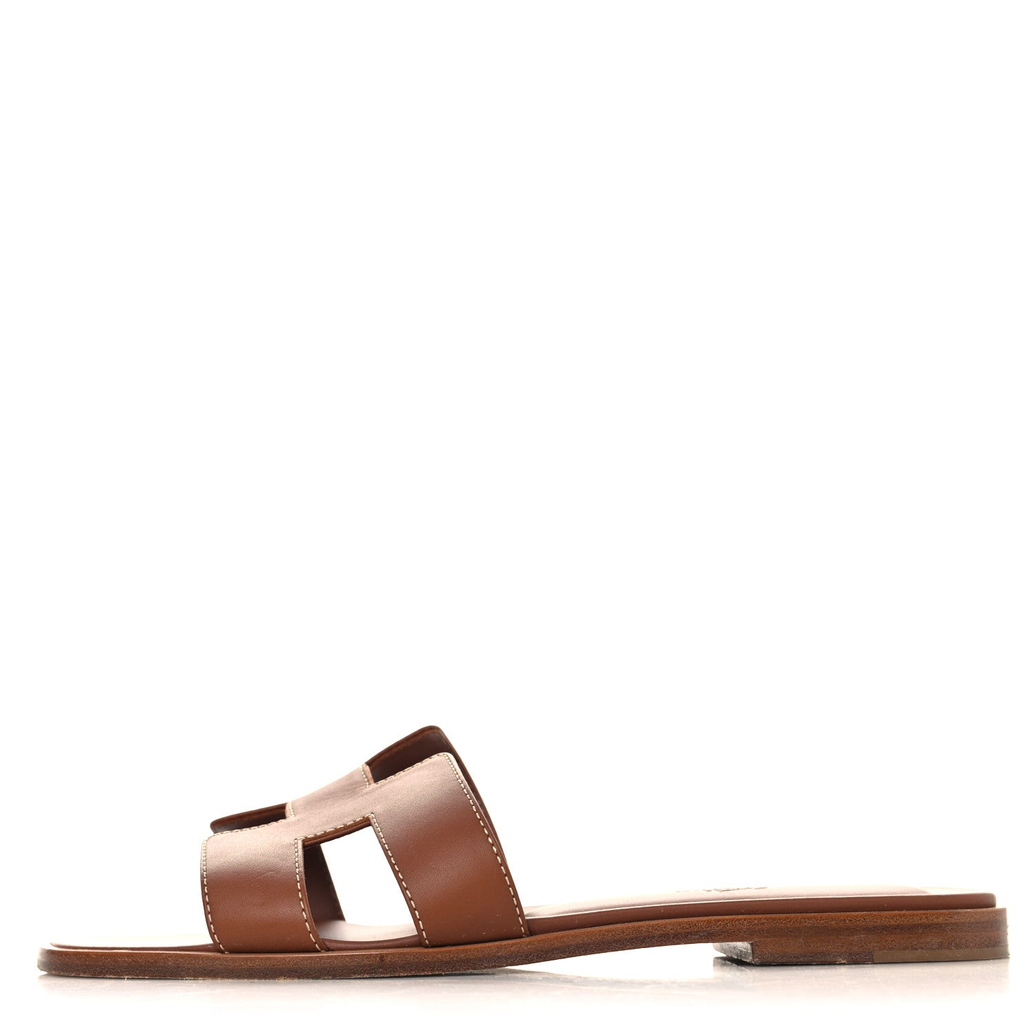 Hermes Box Calfskin Oran Sandals 37 Gold 1 of 10