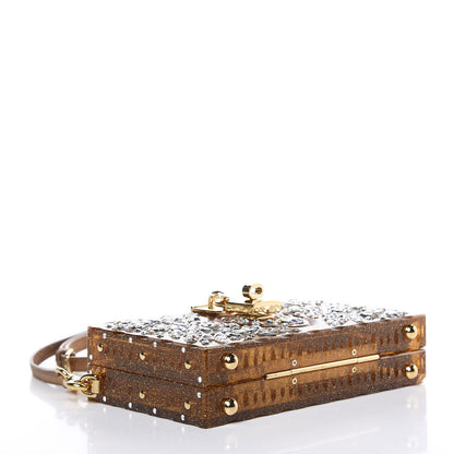 Dolce & Gabbana Crystal Embellished Plexiglass Dolce Box Clutch Gold 4 of 10