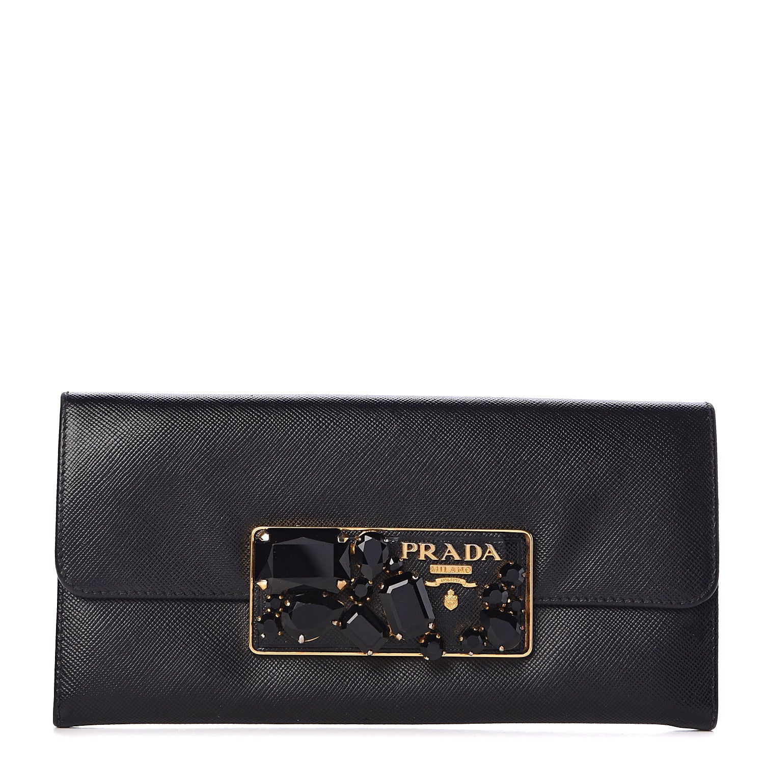 Prada Saffiano Stones Continental Wallet Black 1 of 9