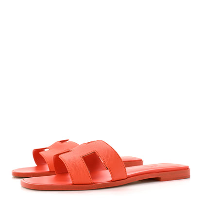Hermes Epsom Oran Sandals 37.5 Orange Poppy 3 of 13