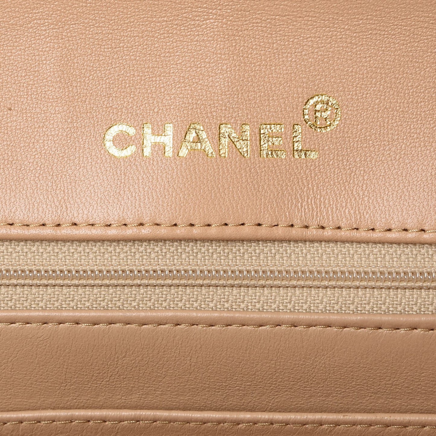 Lambskin Chevron Flap Beige
