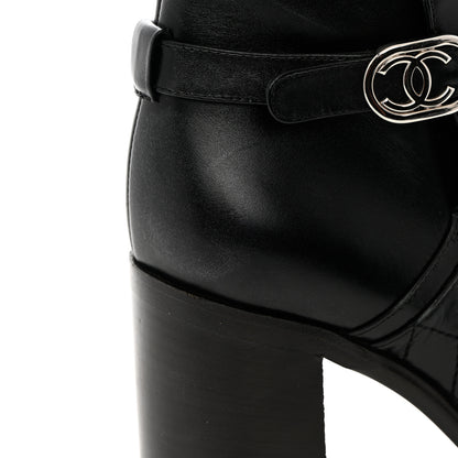 Chanel Calfskin Quilted Cap Toe Boots 40 Black Brown 9 of 11