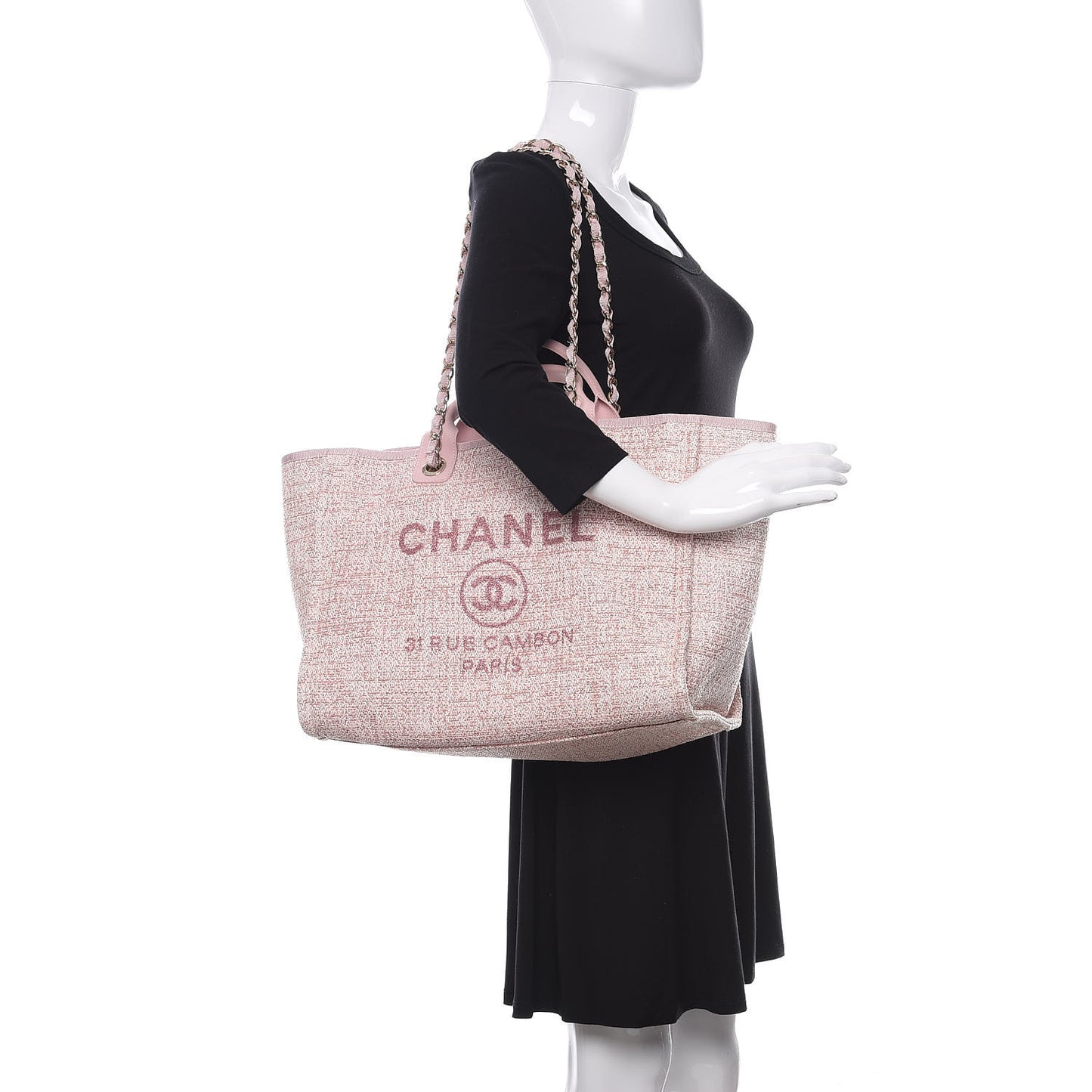 Straw Lurex Medium Deauville Tote Pink