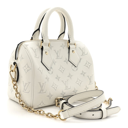 Louis Vuitton Monogram Embossed Calfskin Speedy Bandouliere 20 White Blanc 3 of 9
