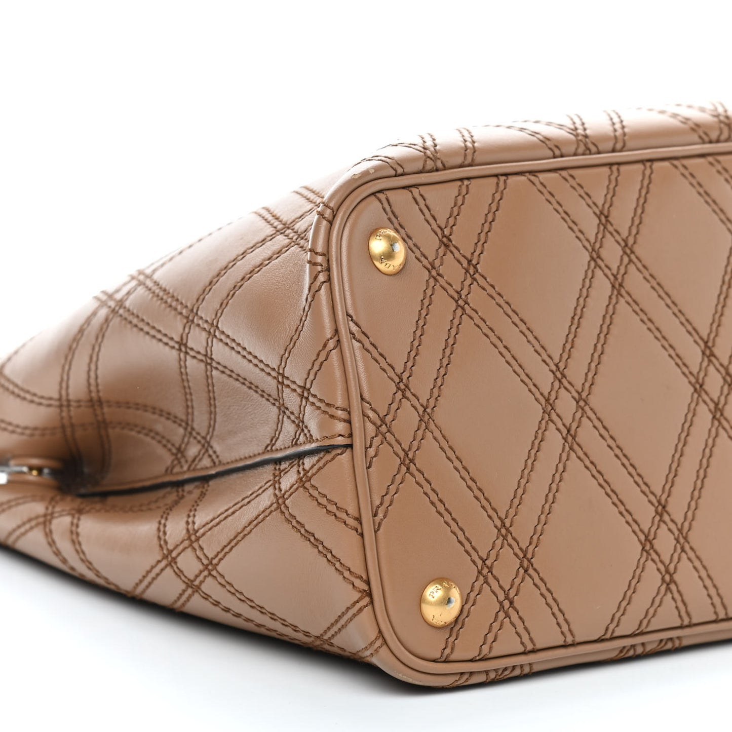 City Calf Quilted Double Bag Caramel