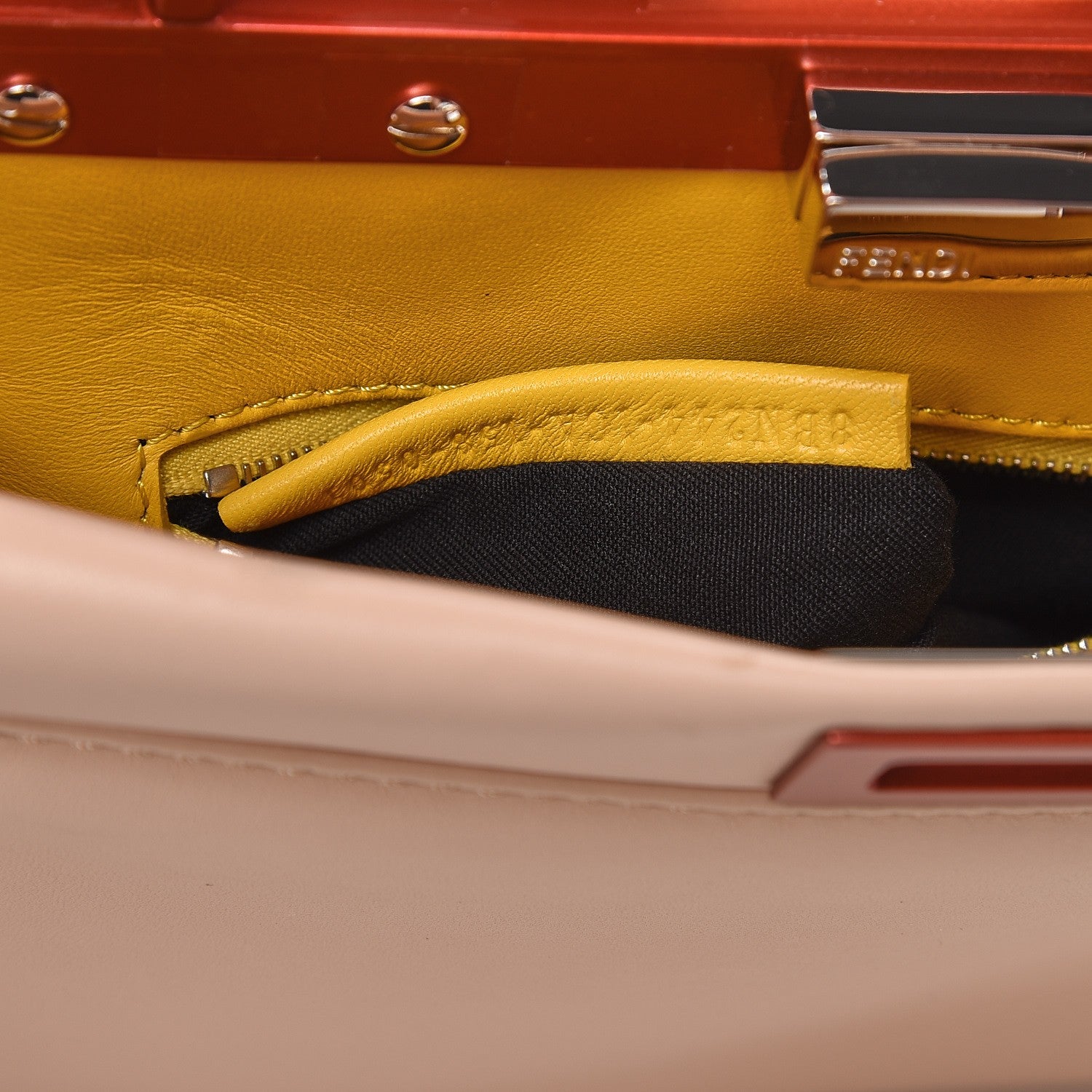 Fendi Nappa Colorblock Mini Peekaboo Iconic Satchel Plaster Sunflower Papavero 7 of 9