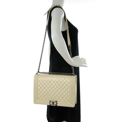 Chanel Patent Quilted Large Boy Flap White 2 of 7