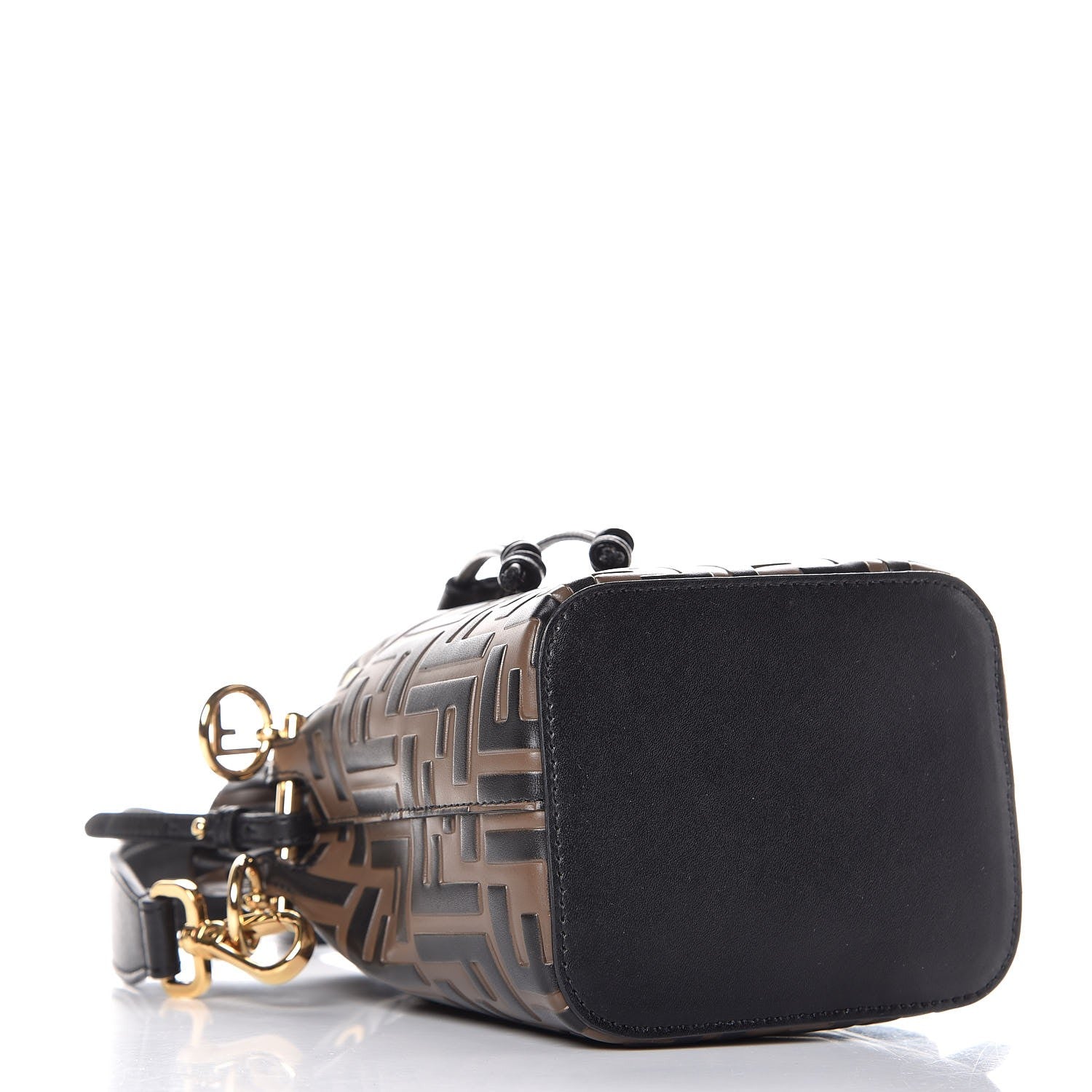 Fendi Vitello Liberty F is Fendi Bi-Color FF 1974 Embossed Mini Mon Tresor Bucket Bag Maya Black 4 of 8