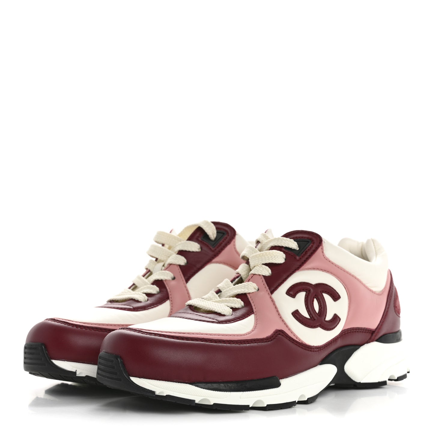 Calfskin CC Sneakers 38.5 Light Burgundy White Pink